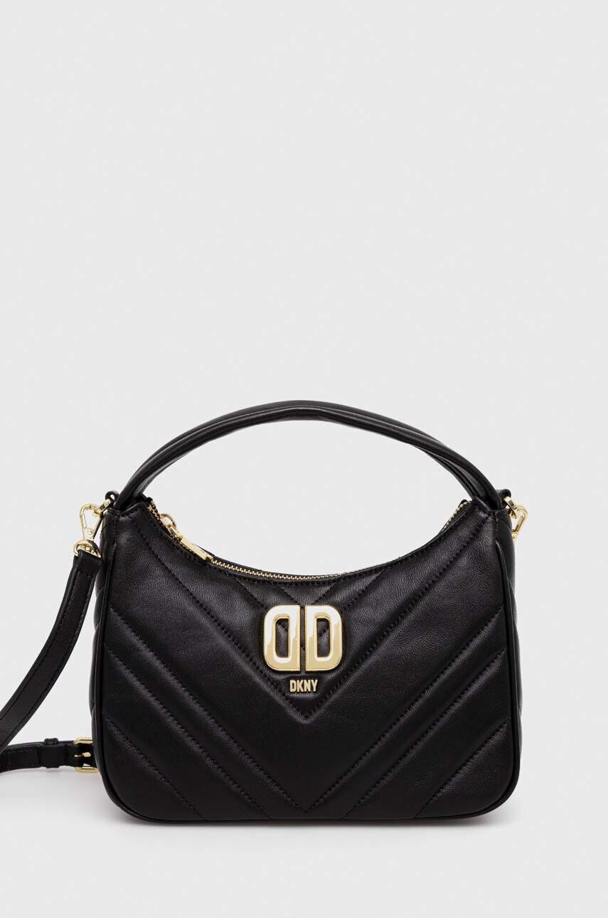 DKNY poseta de piele culoarea negru - Pled.ro