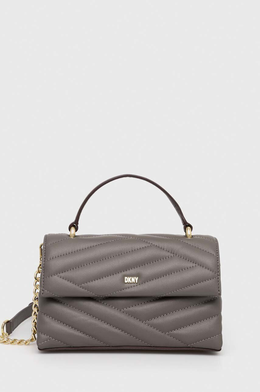 DKNY poseta de piele culoarea gri - Pled.ro