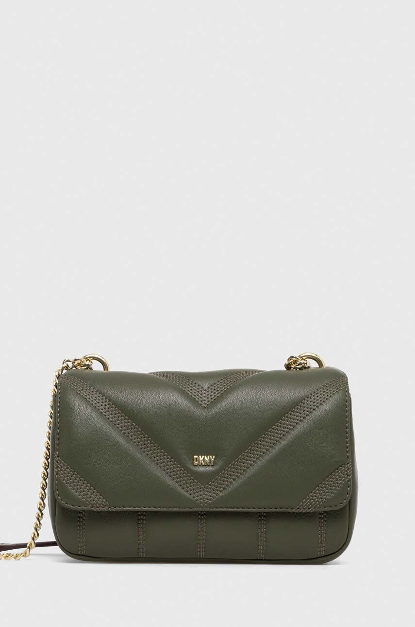 DKNY poseta de piele culoarea verde - Pled.ro