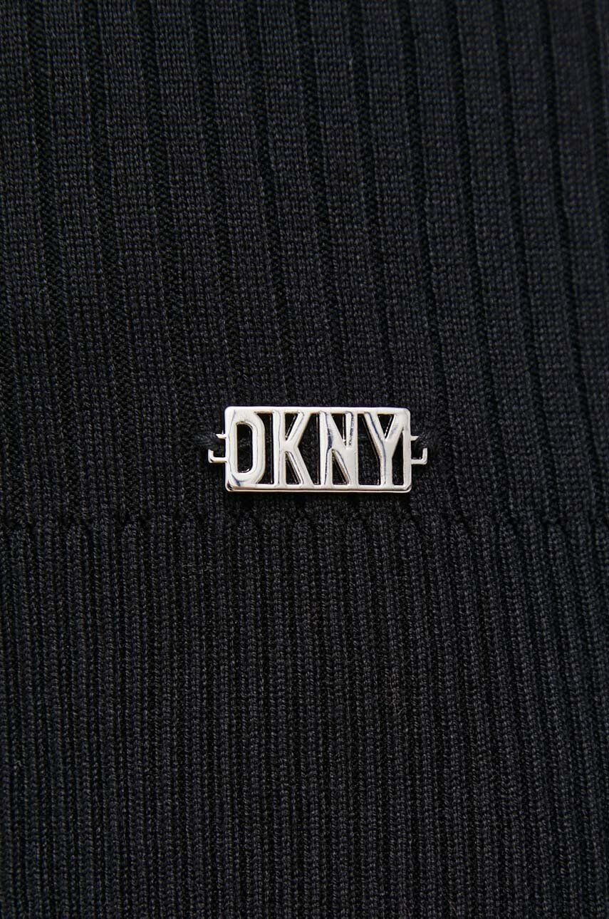 DKNY pulover femei culoarea negru light cu guler - Pled.ro