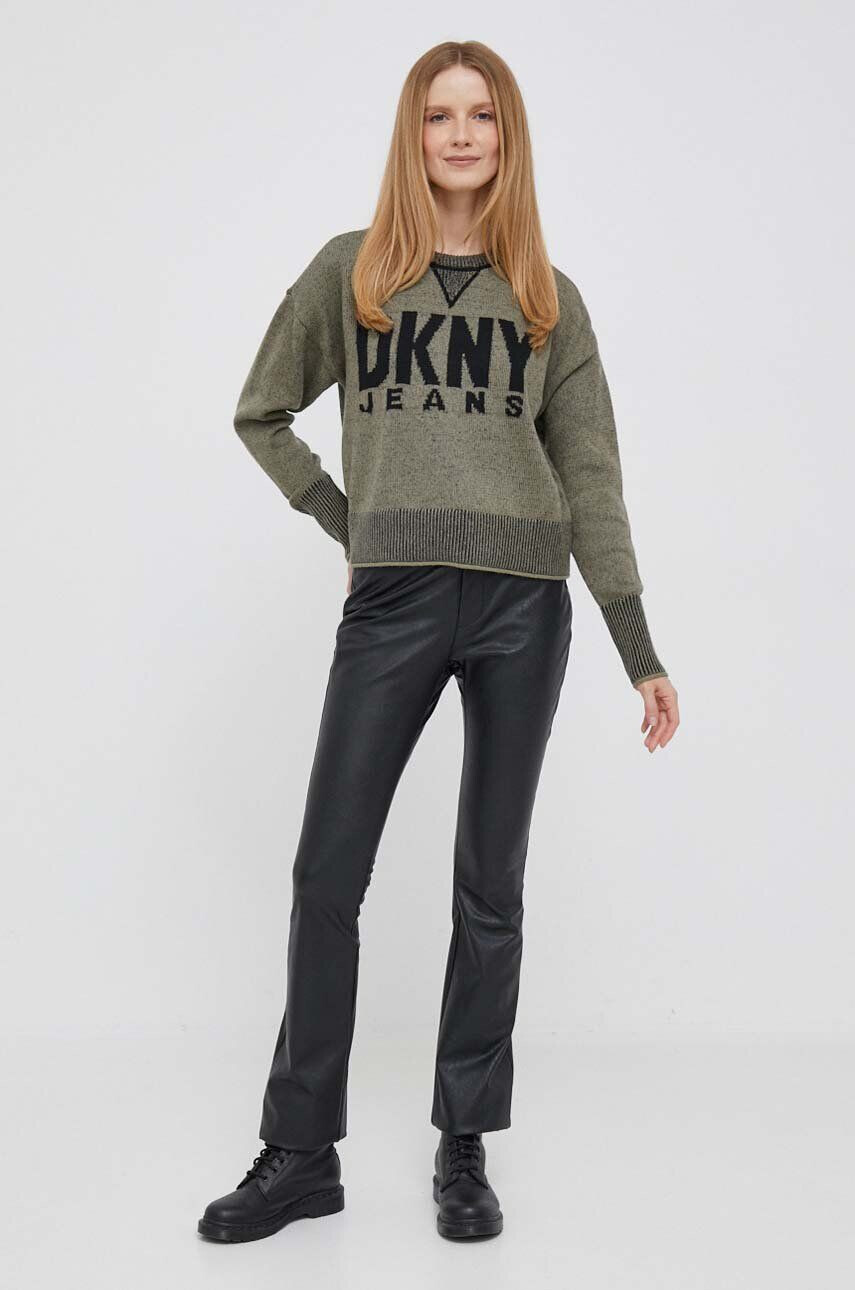 DKNY pulover femei culoarea verde - Pled.ro