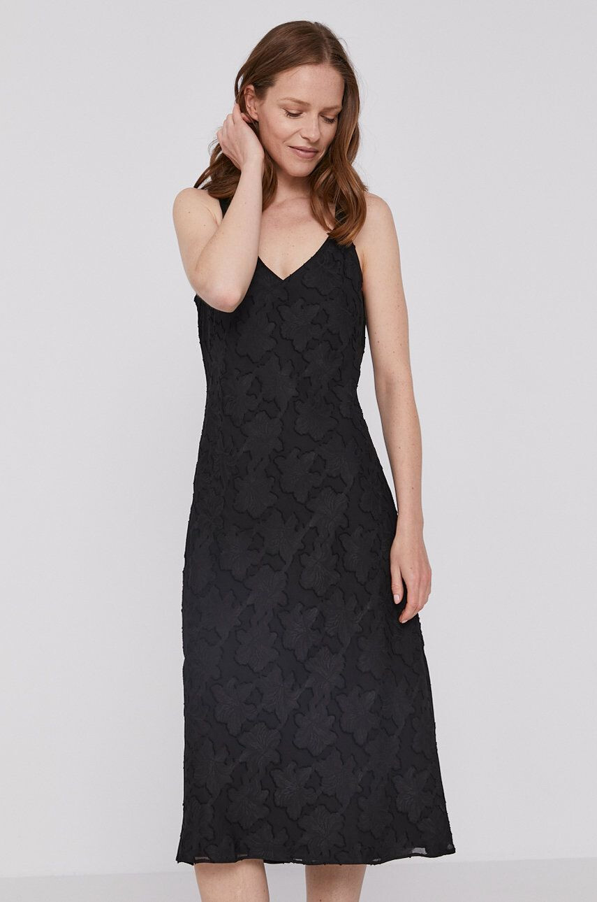 DKNY Rochie culoarea negru midi model drept - Pled.ro