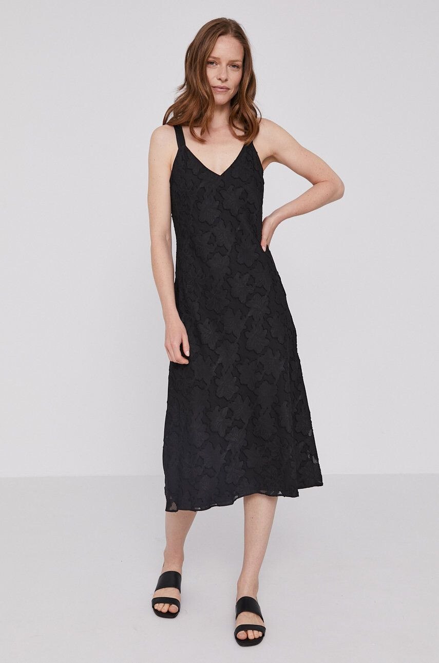 DKNY Rochie culoarea negru midi model drept - Pled.ro