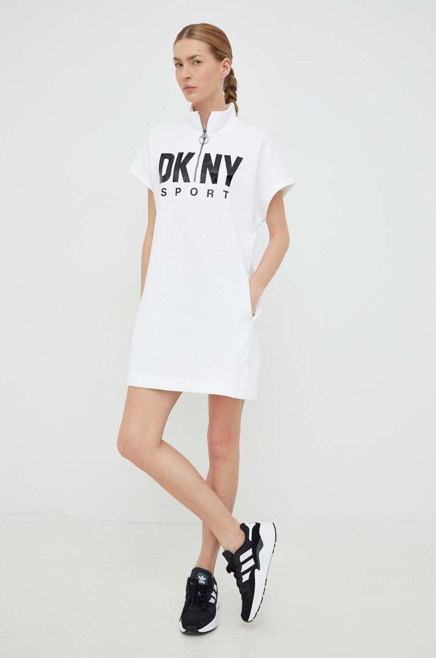 DKNY rochie culoarea alb mini oversize - Pled.ro