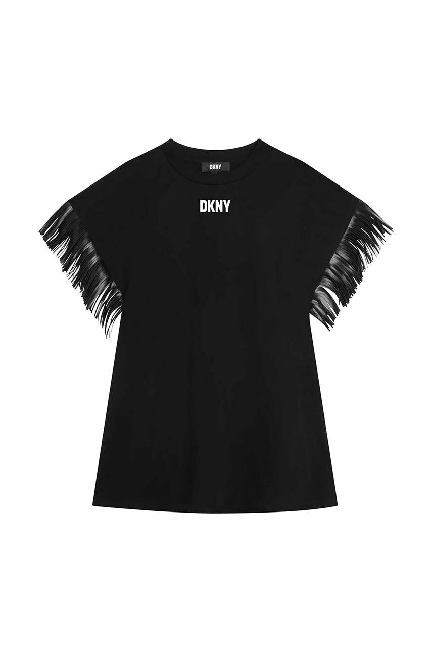 DKNY rochie din bumbac pentru copii culoarea negru mini drept - Pled.ro