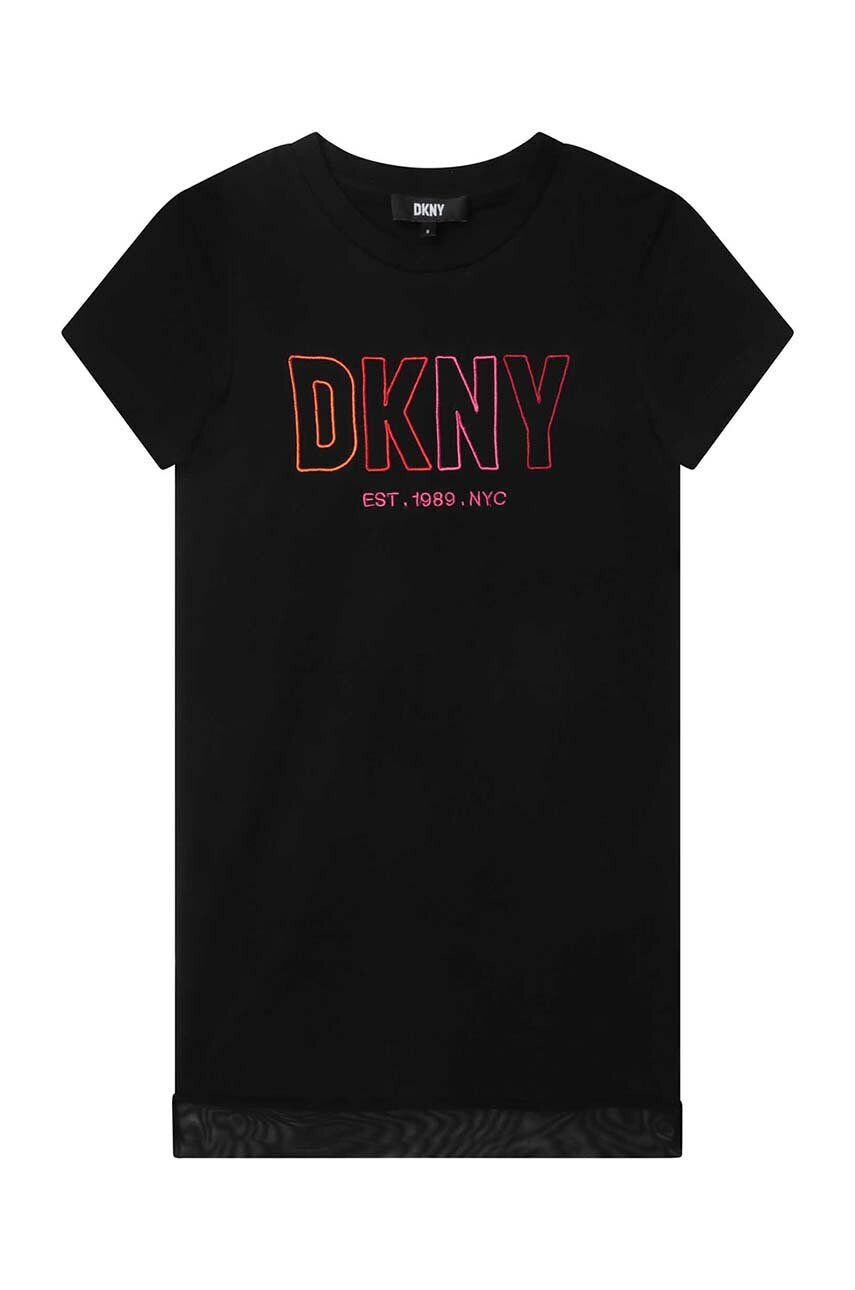 DKNY rochie din bumbac pentru copii culoarea negru mini drept - Pled.ro