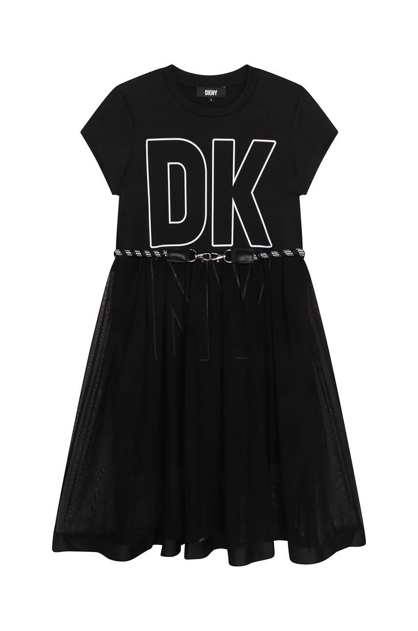 DKNY rochie fete culoarea gri mini evazati - Pled.ro