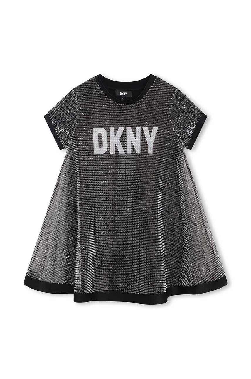 DKNY rochie fete culoarea gri mini evazati - Pled.ro