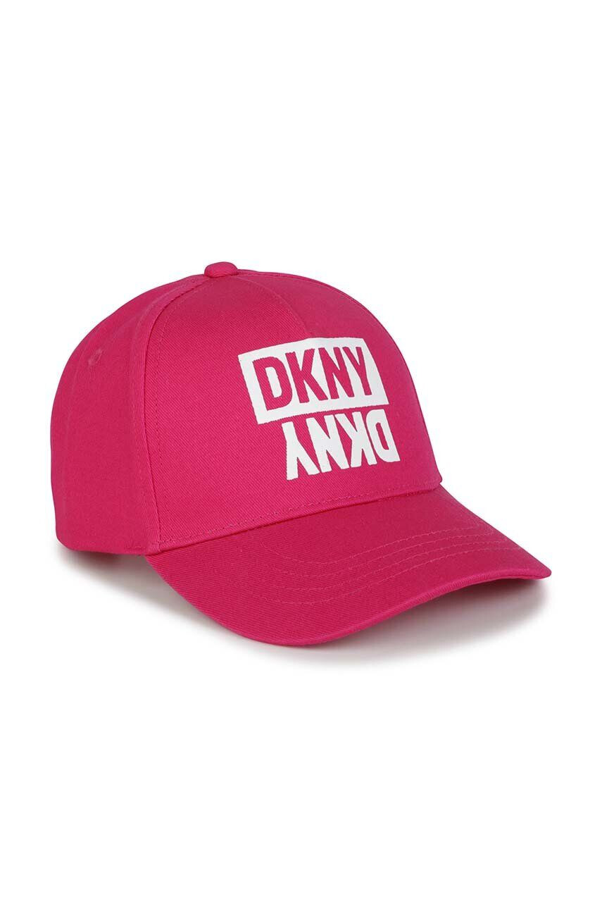 DKNY șapcă din bumbac pentru copii culoarea roz cu imprimeu - Pled.ro