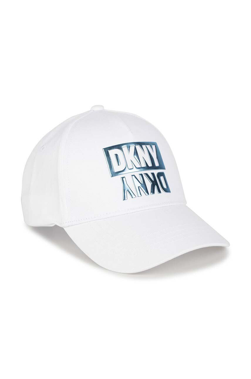 DKNY șapcă din bumbac pentru copii culoarea alb cu imprimeu - Pled.ro