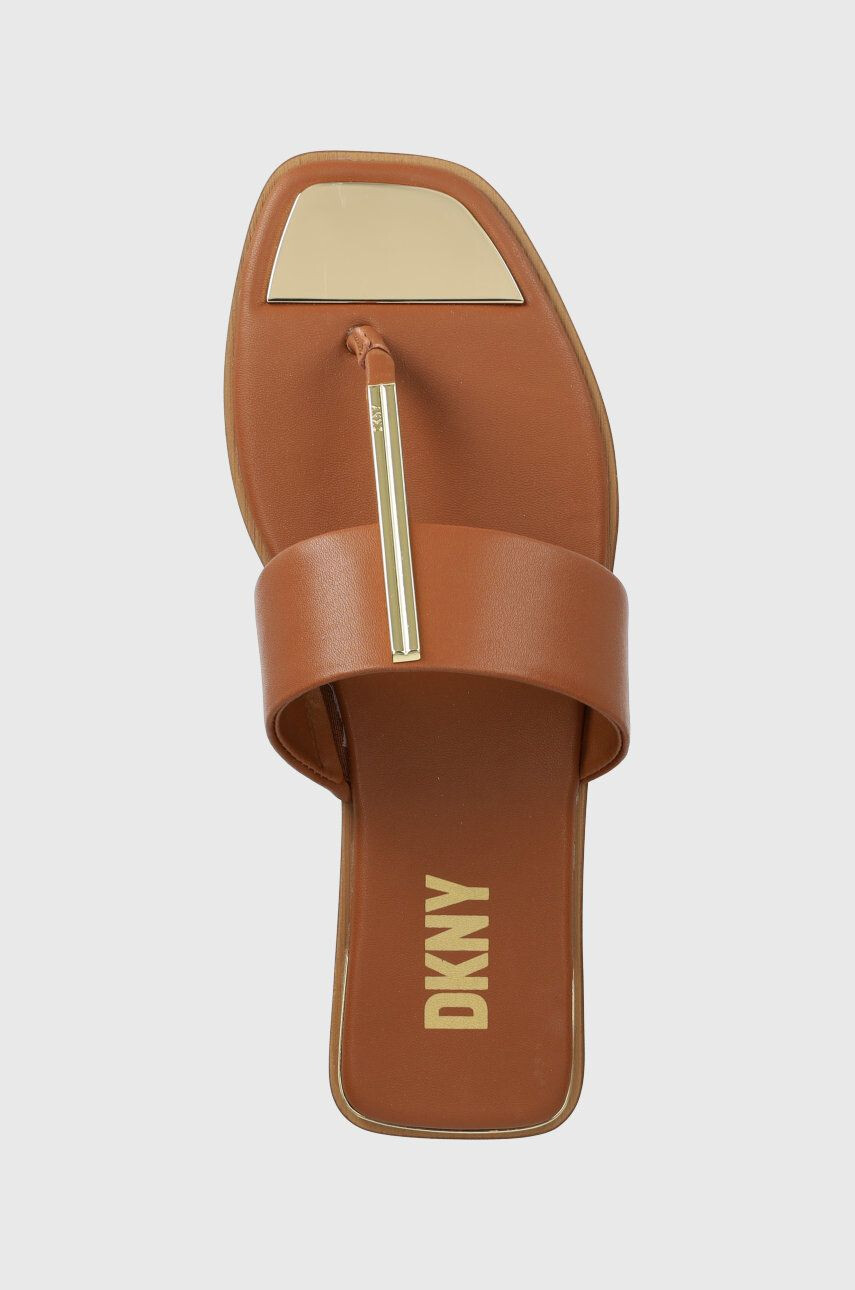 DKNY slapi de piele DEJA femei culoarea maro cu toc plat K4259021 - Pled.ro