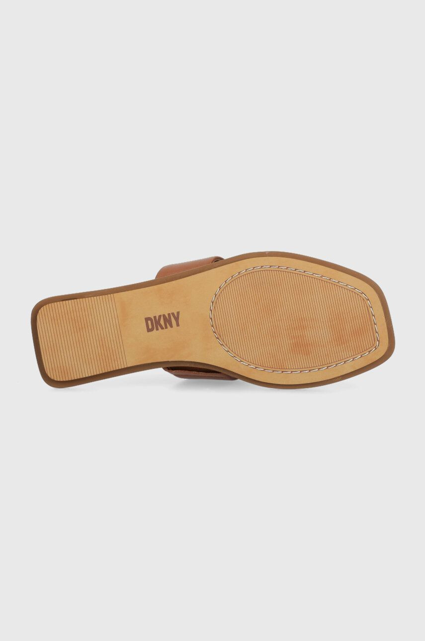 DKNY slapi de piele DEJA femei culoarea maro cu toc plat K4259021 - Pled.ro