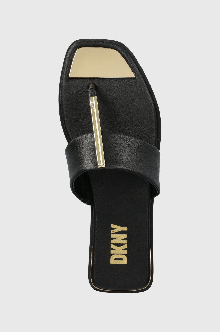 DKNY slapi de piele DEJA femei culoarea negru cu toc plat K4259021 - Pled.ro