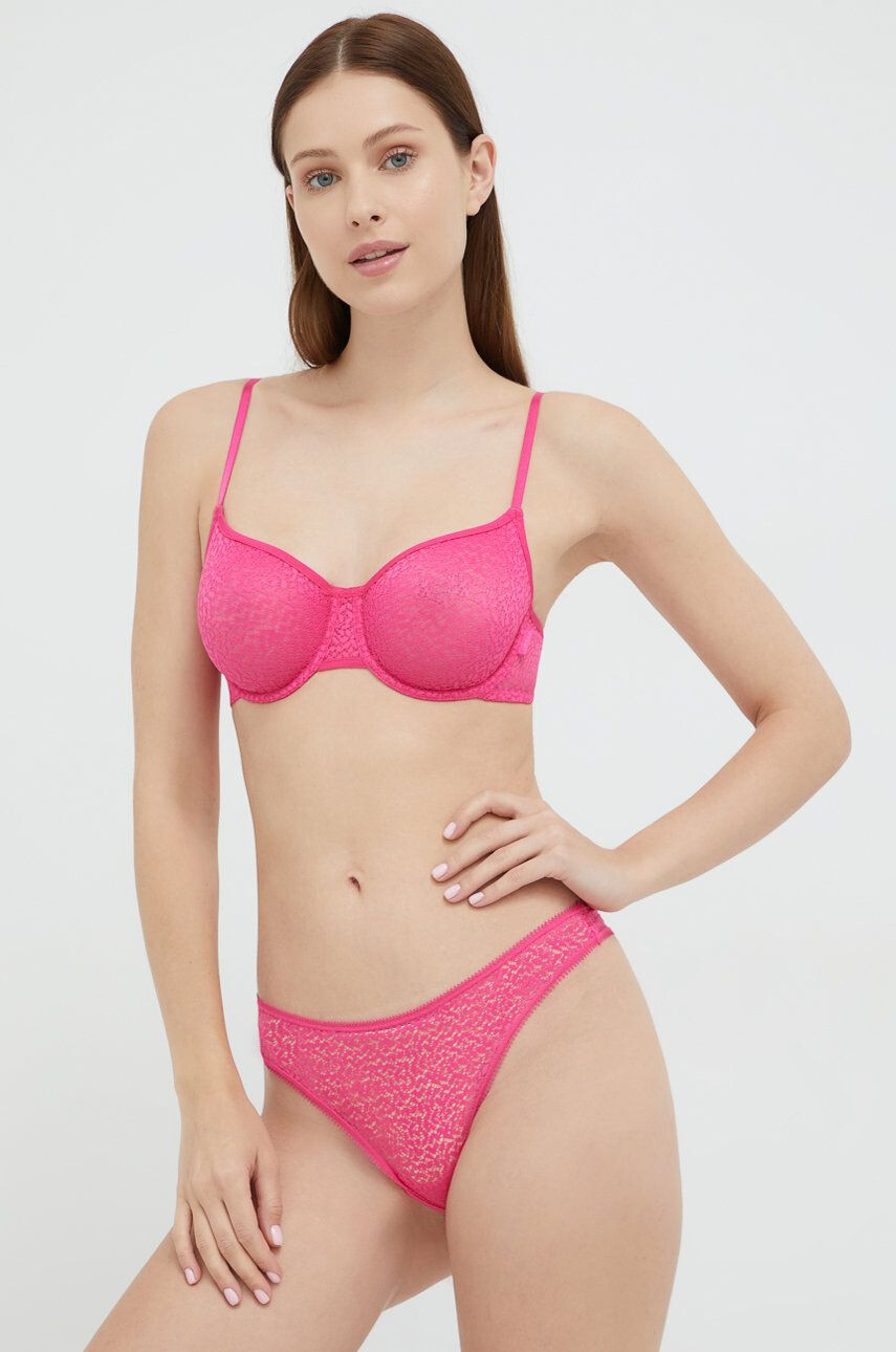 DKNY sutien culoarea roz dantela neted - Pled.ro