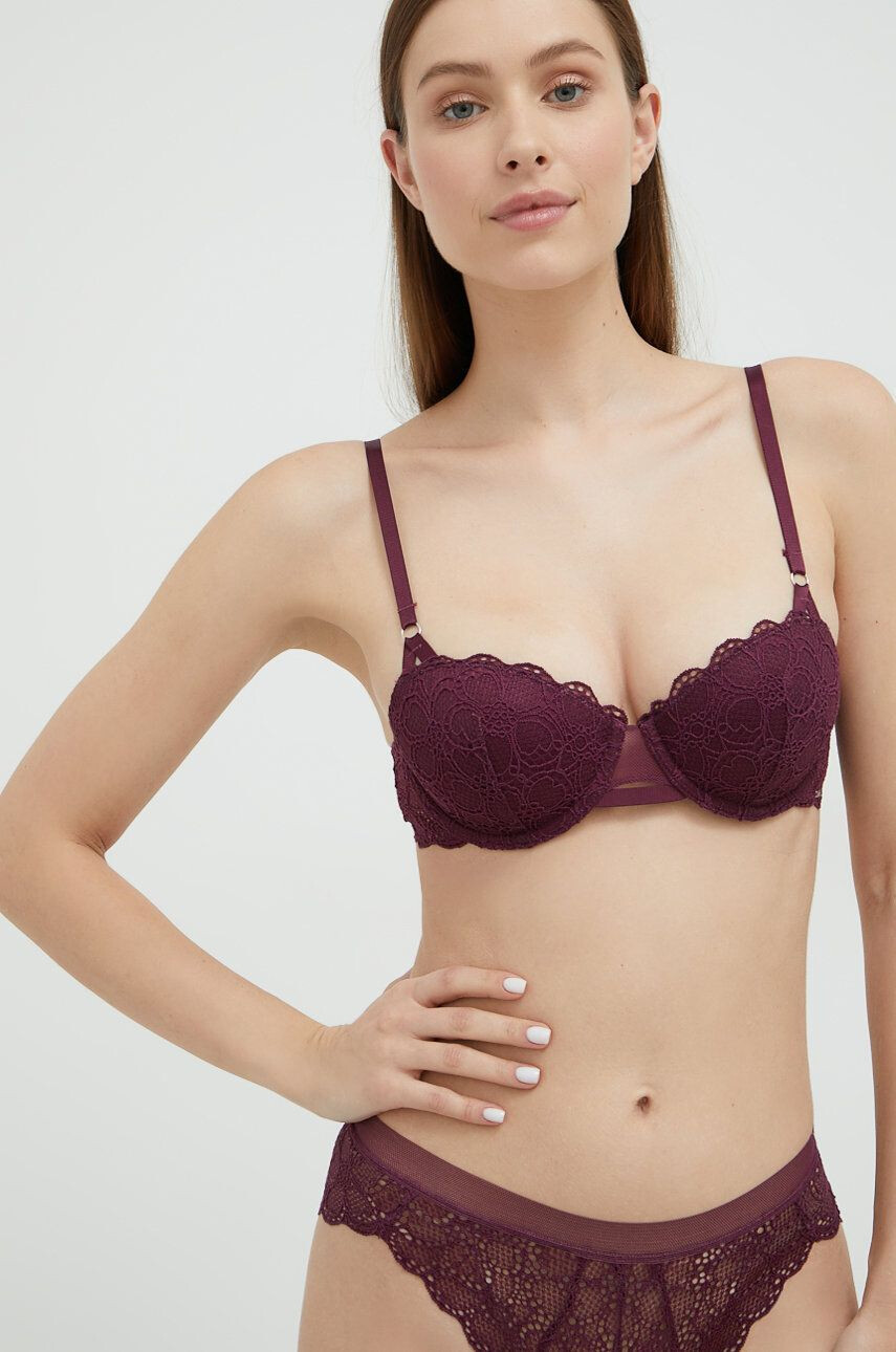 DKNY sutien culoarea violet dantela neted - Pled.ro