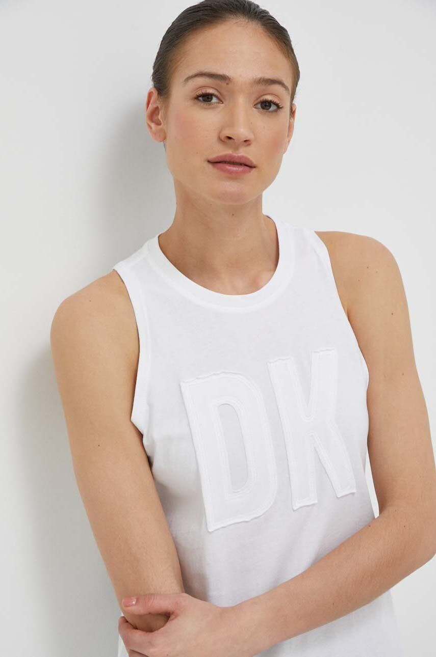 DKNY top din bumbac culoarea alb - Pled.ro