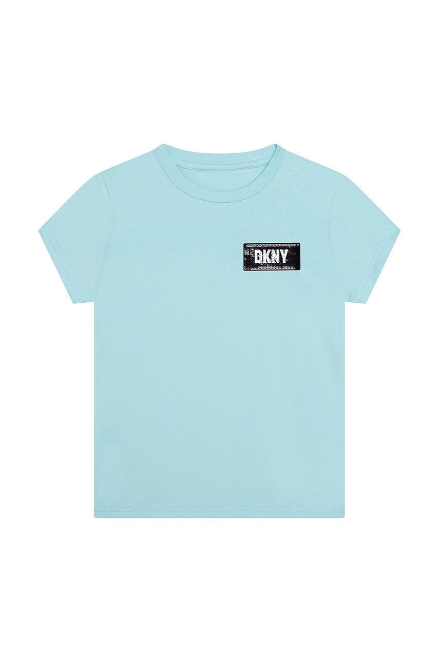 DKNY tricou copii culoarea turcoaz - Pled.ro