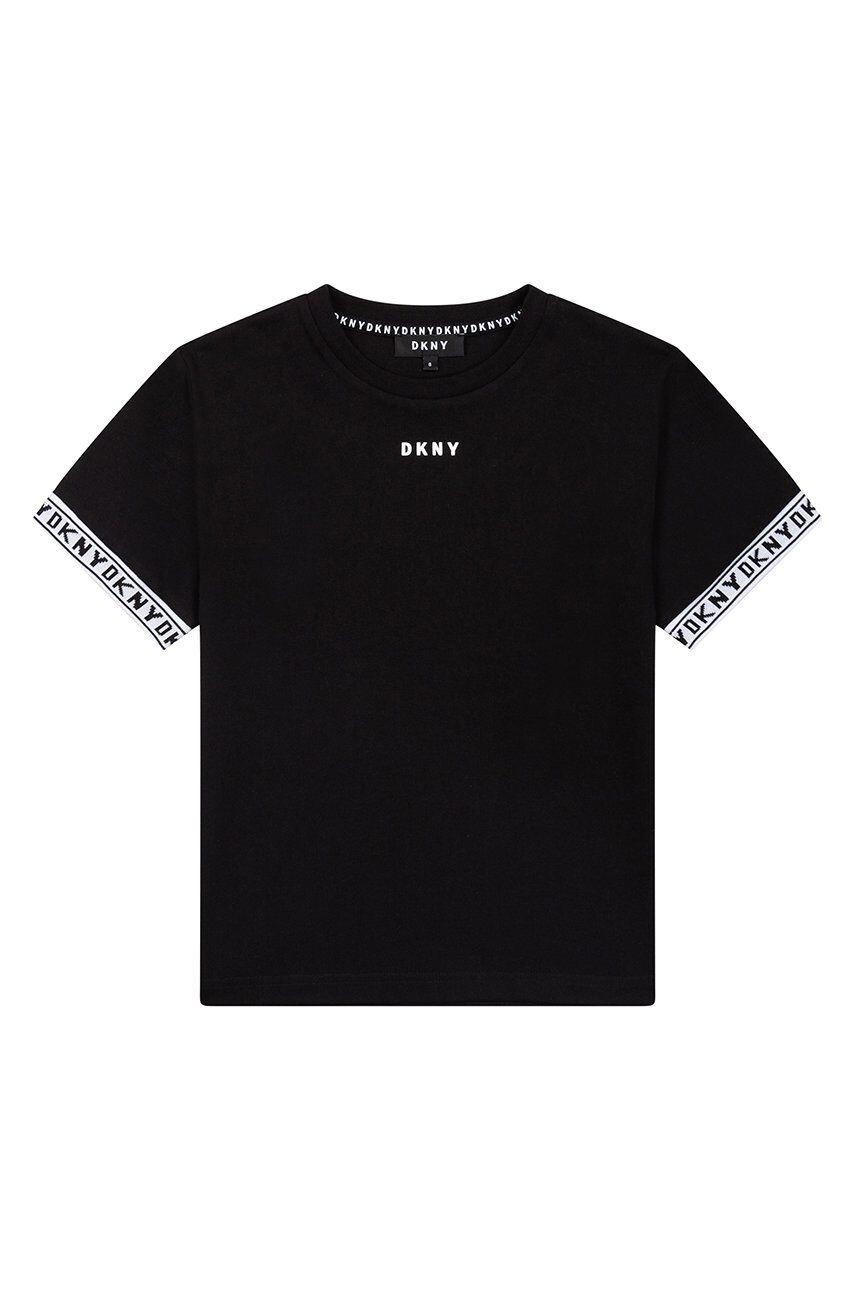 DKNY tricou de bumbac pentru copii culoarea negru - Pled.ro