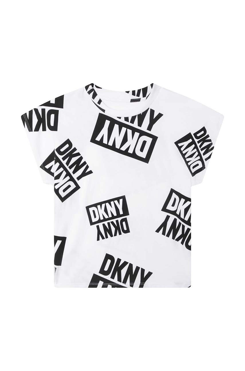 DKNY tricou de bumbac pentru copii culoarea negru cu imprimeu - Pled.ro