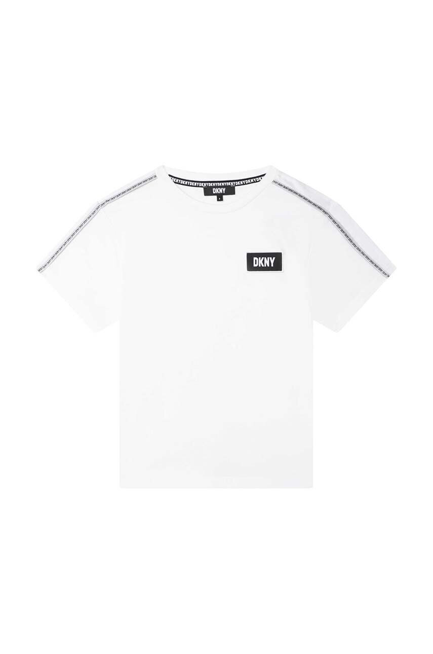 DKNY tricou de bumbac pentru copii culoarea alb cu imprimeu - Pled.ro