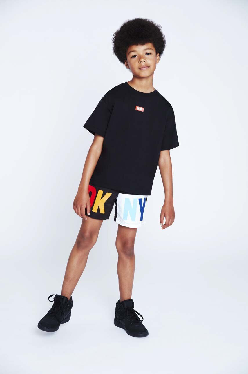 DKNY tricou de bumbac pentru copii culoarea negru cu imprimeu - Pled.ro