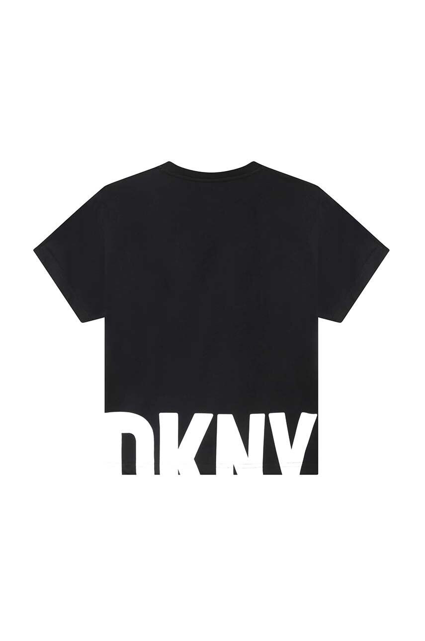 DKNY tricou de bumbac pentru copii culoarea negru cu imprimeu - Pled.ro