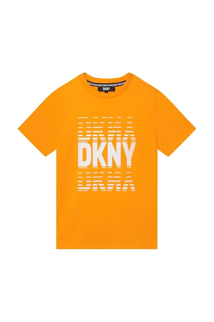 DKNY tricou de bumbac pentru copii culoarea portocaliu cu imprimeu - Pled.ro