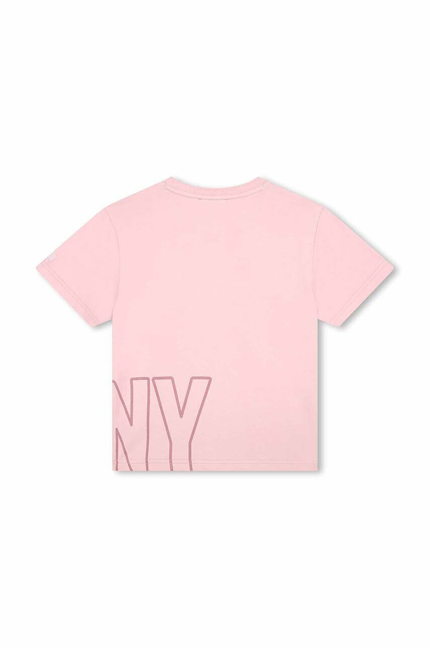 DKNY tricou de bumbac pentru copii culoarea violet cu imprimeu - Pled.ro