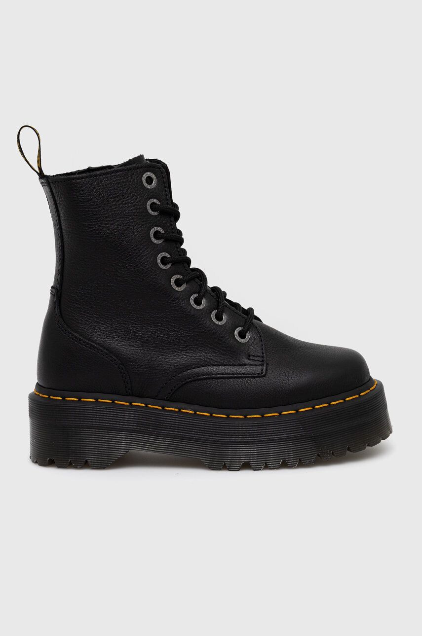 Dr. Martens bocanci de piele femei culoarea negru cu toc plat - Pled.ro