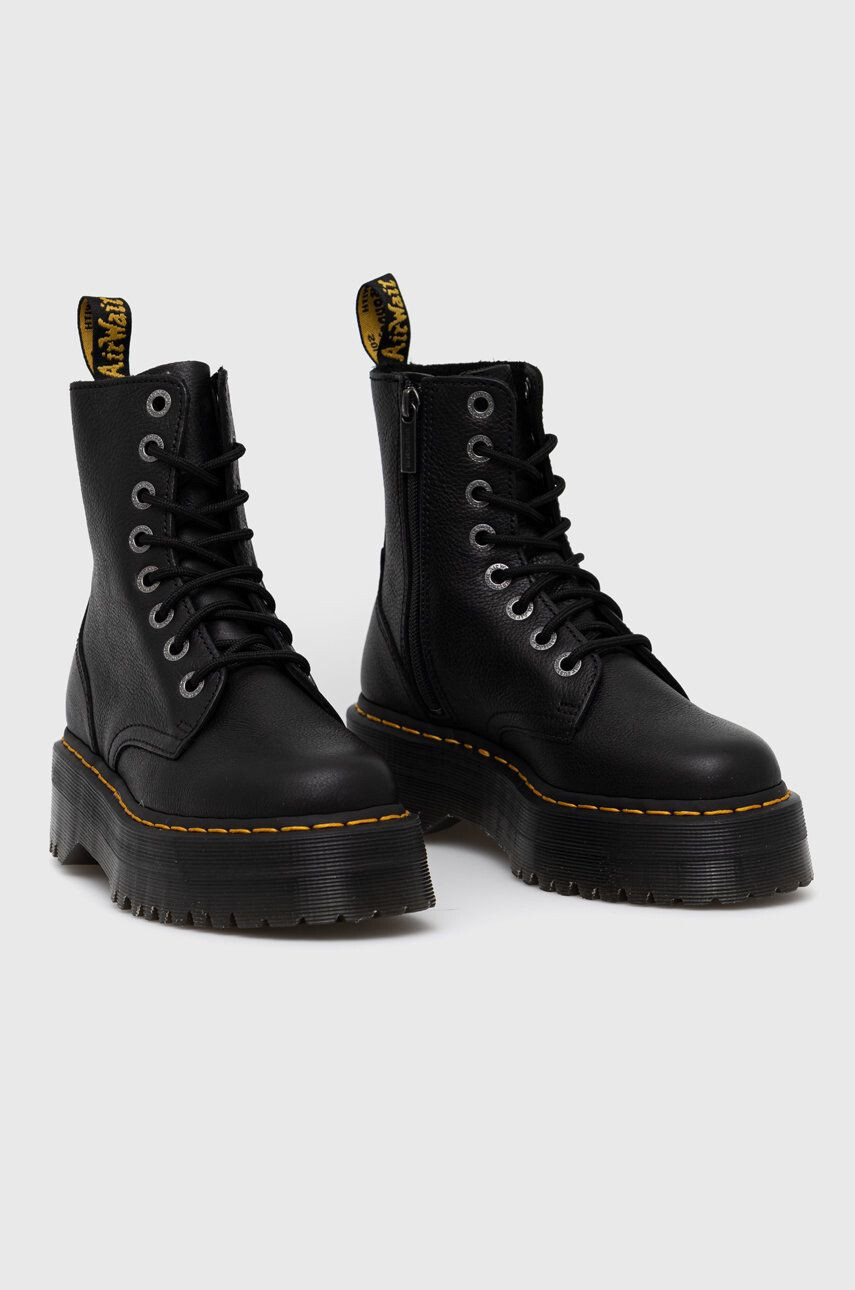 Dr. Martens bocanci de piele femei culoarea negru cu toc plat - Pled.ro