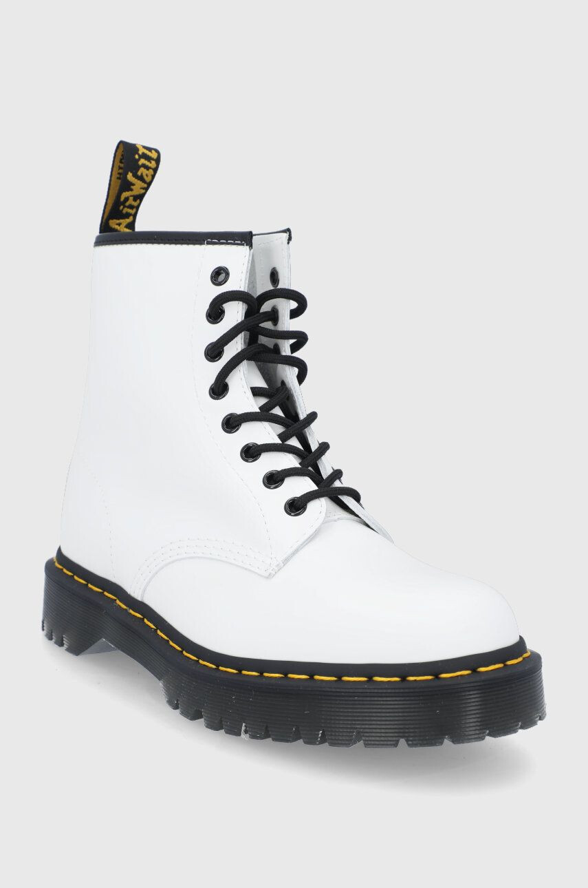 Dr. Martens Bocanci de piele 1460 Bex femei culoarea alb cu toc plat - Pled.ro