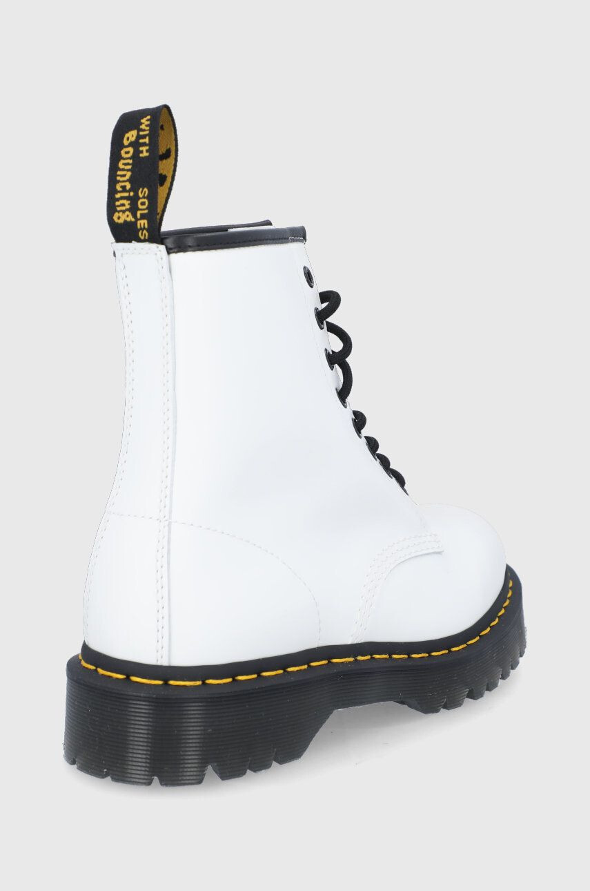 Dr. Martens Bocanci de piele 1460 Bex femei culoarea alb cu toc plat - Pled.ro