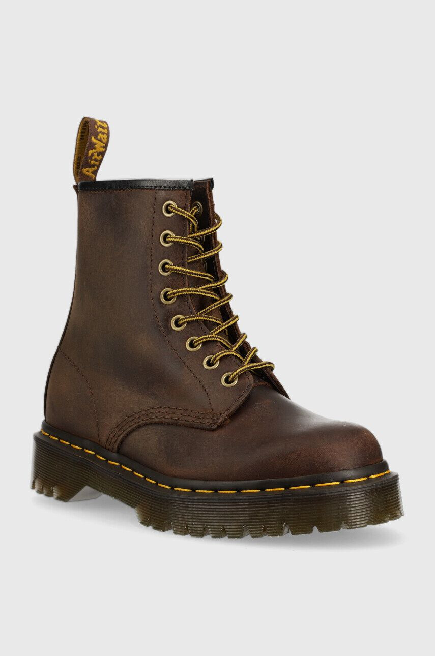 Dr. Martens bocanci de piele 1460 Bex femei culoarea maro cu toc plat - Pled.ro