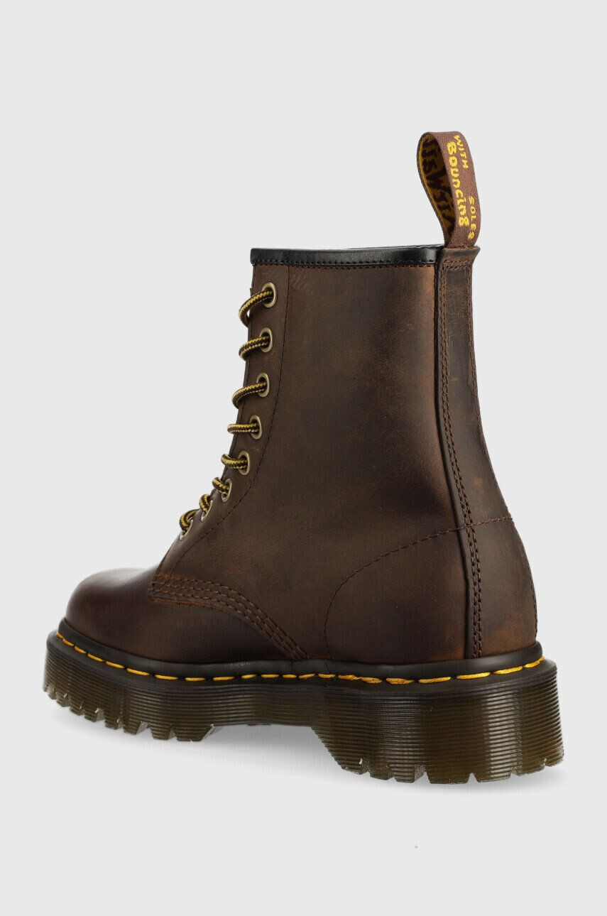 Dr. Martens bocanci de piele 1460 Bex femei culoarea maro cu toc plat - Pled.ro