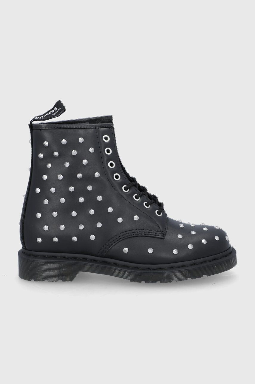 Dr. Martens bocanci de piele 1460 Stud femei culoarea negru cu toc plat - Pled.ro