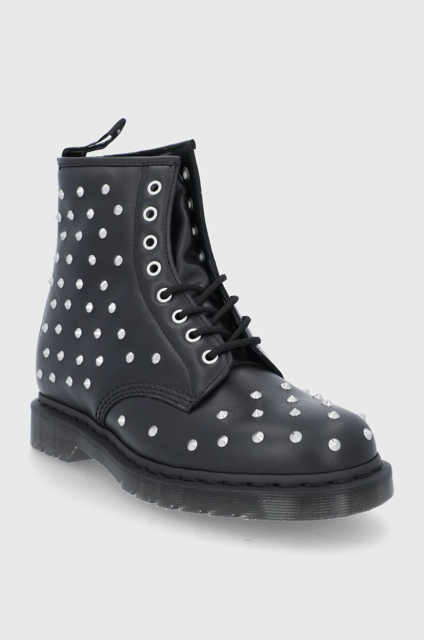 Dr. Martens bocanci de piele 1460 Stud femei culoarea negru cu toc plat - Pled.ro