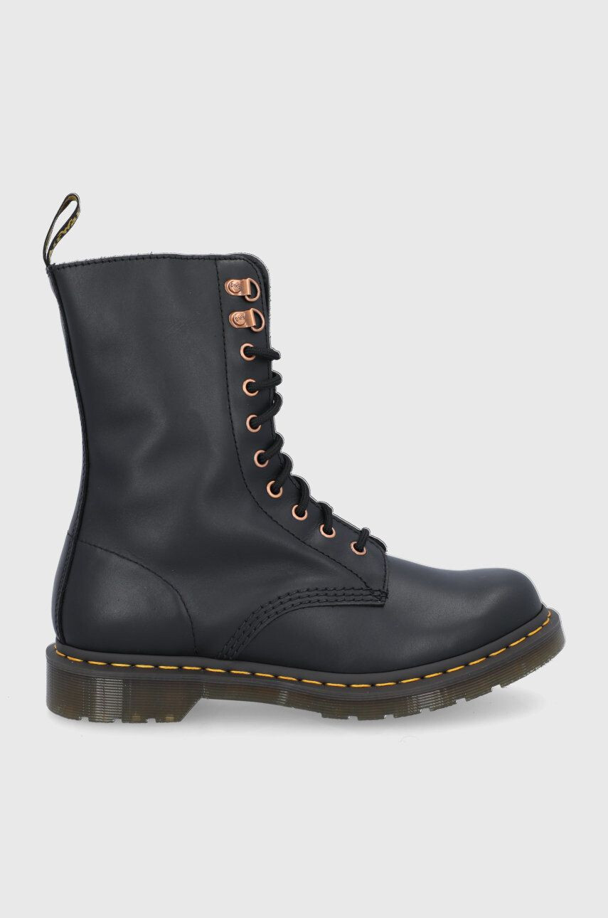 Dr. Martens Bocanci de piele femei culoarea negru cu toc plat - Pled.ro