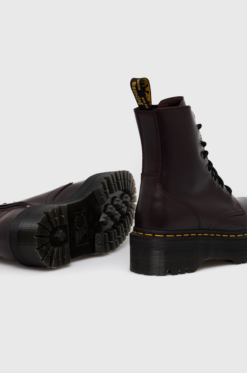 Dr. Martens bocanci de piele culoarea bordo cu toc plat - Pled.ro