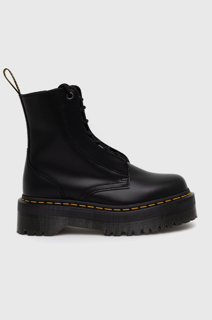 Dr. Martens bocanci de piele femei culoarea negru cu toc plat DM27312001.D.Jarrick-Black.Smth - Pled.ro