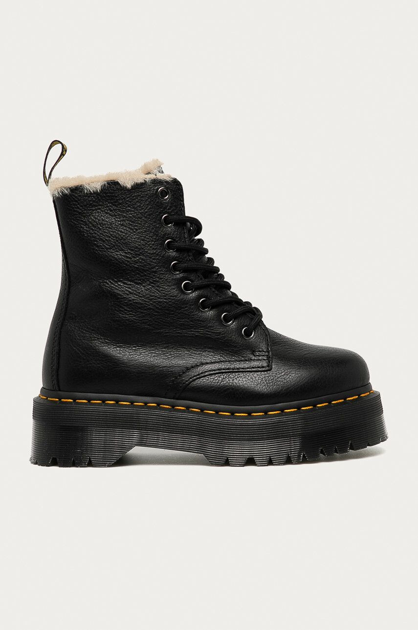 Dr. Martens bocanci de piele 25637001 Jadon Fl culoarea negru cu platforma izolat - Pled.ro