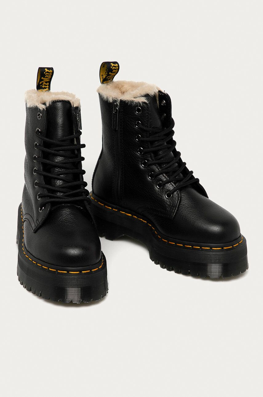 Dr. Martens bocanci de piele 25637001 Jadon Fl culoarea negru cu platforma izolat - Pled.ro