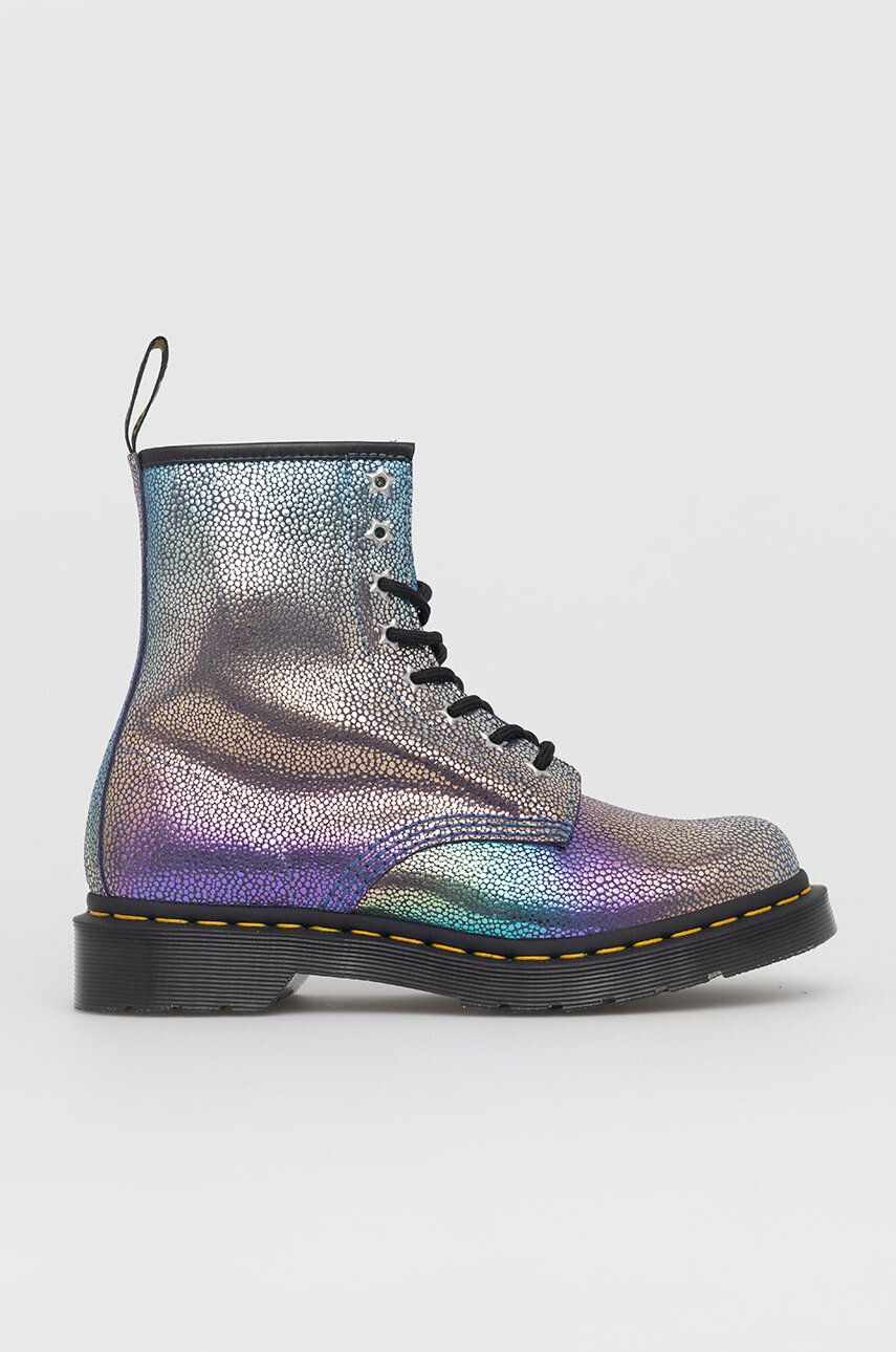 Dr. Martens Cizme de piele 1460 femei culoarea violet cu toc plat - Pled.ro