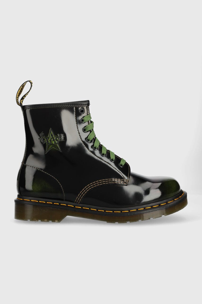 Dr. Martens cizme de piele 1460 The Clash femei culoarea negru cu toc plat DM28000342-black - Pled.ro