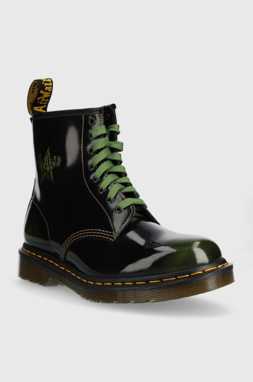 Dr. Martens cizme de piele 1460 The Clash femei culoarea negru cu toc plat DM28000342-black - Pled.ro