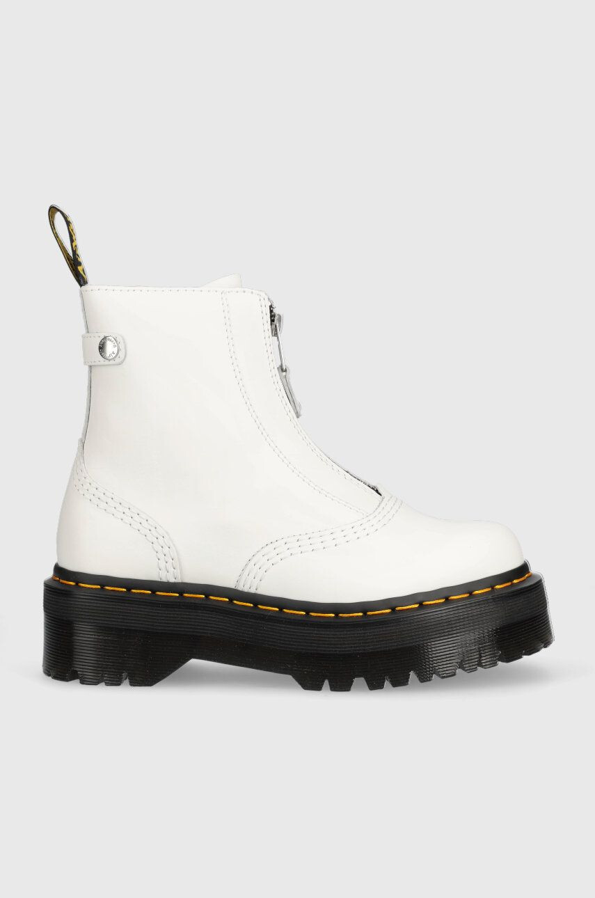 Dr. Martens cizme de piele Jetta femei culoarea alb cu platforma - Pled.ro