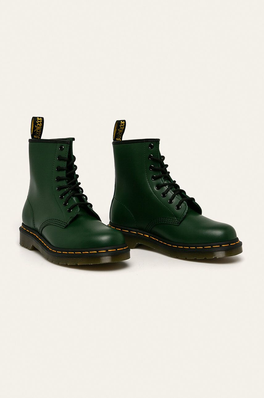 Dr. Martens bocanci de piele 1460 femei culoarea verde cu toc plat 11822207-Green - Pled.ro