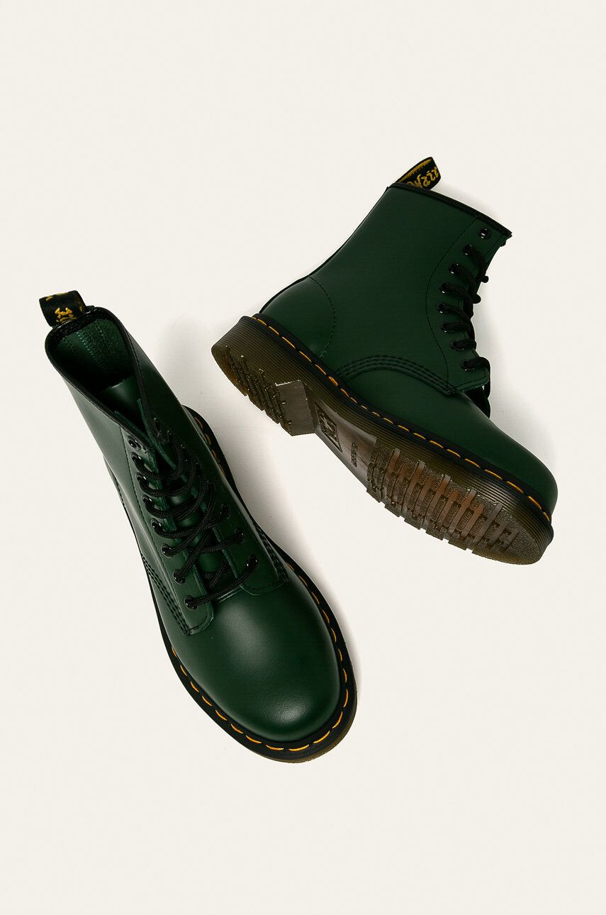 Dr. Martens bocanci de piele 1460 femei culoarea verde cu toc plat 11822207-Green - Pled.ro