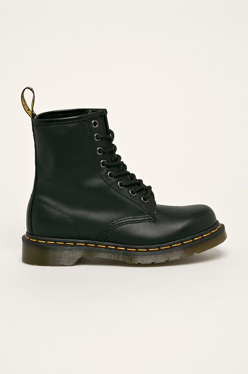 Dr. Martens bocanci de piele 1460 Nappa femei culoarea negru cu toc plat - Pled.ro