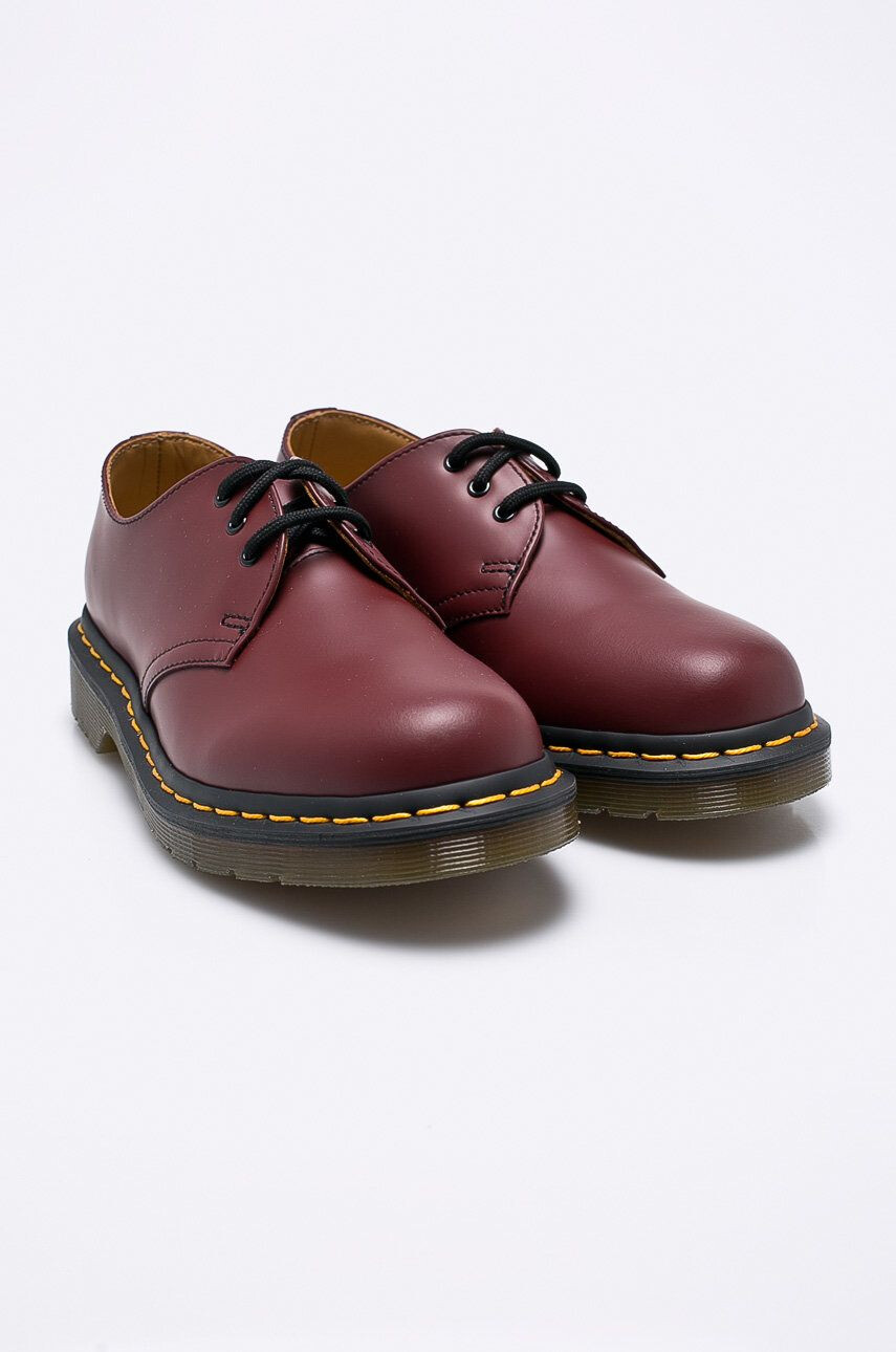 Dr. Martens pantofi de piele femei culoarea bordo cu toc plat 11838600.D-Cherry.Red - Pled.ro