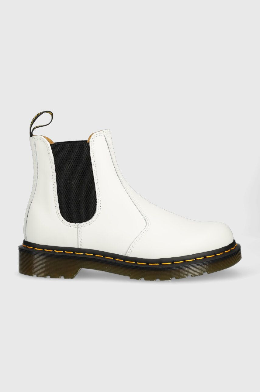 Dr. Martens ghete chelsea de piele 2976 YS femei culoarea alb cu platforma - Pled.ro